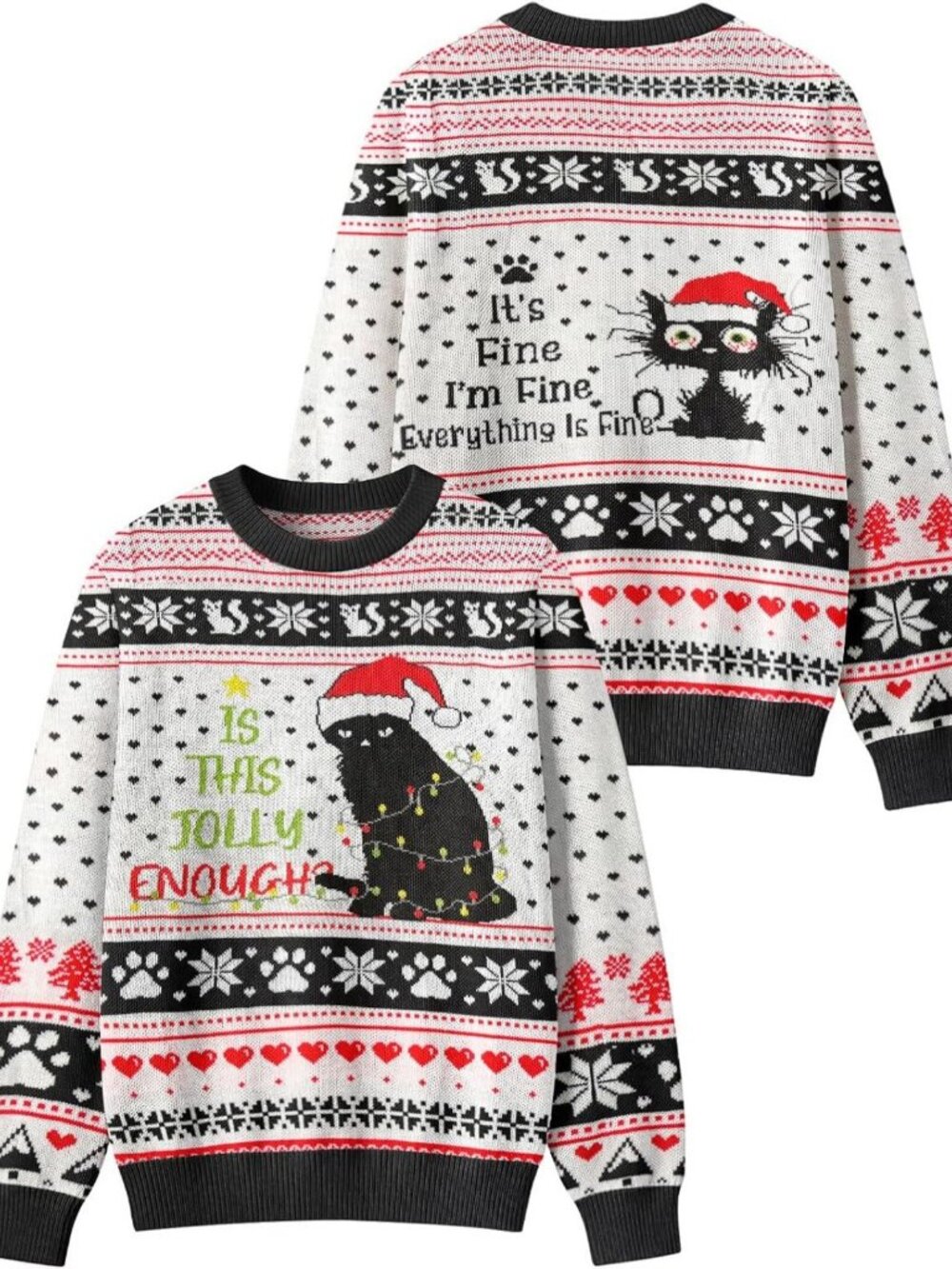 Funny Ugly Christmas Sweater 2025 - Unisex Long Sleeve Knit Holiday Pullover